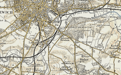 Old map of Trowse Newton in 1901-1902