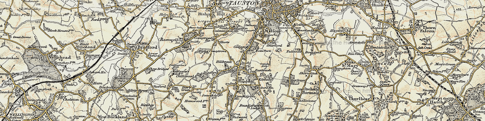 Old map of Trull in 1898-1900