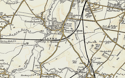 Old map of Trumpington in 1899-1901
