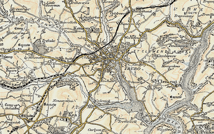 Old map of Truro in 1900