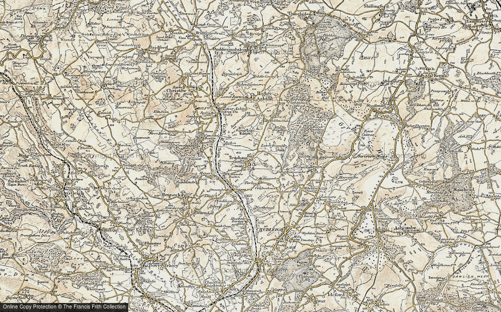 Old Map of Historic Map covering Beardon Hill in 1899-1900