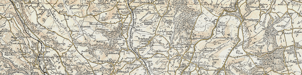 Old map of Trusham in 1899-1900