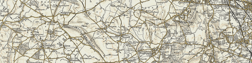 Old map of Trysull in 1902