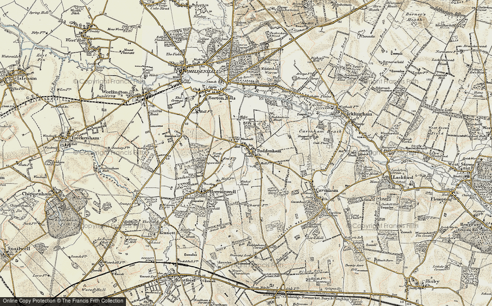 Old Map of Tuddenham, 1901 in 1901