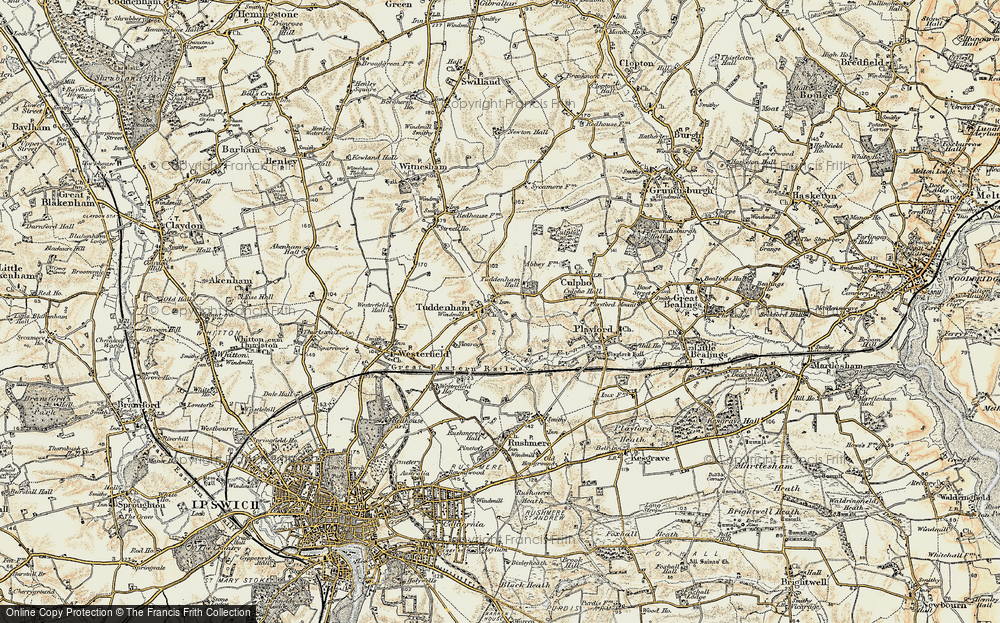 Old Map of Tuddenham St Martin, 1898-1901 in 1898-1901