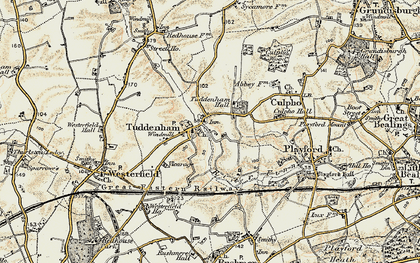 Old map of Tuddenham St Martin in 1898-1901
