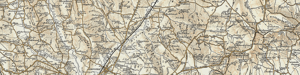 Old map of Tudhay in 1898-1899