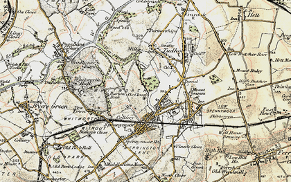Old map of Tudhoe Grange in 1901-1904