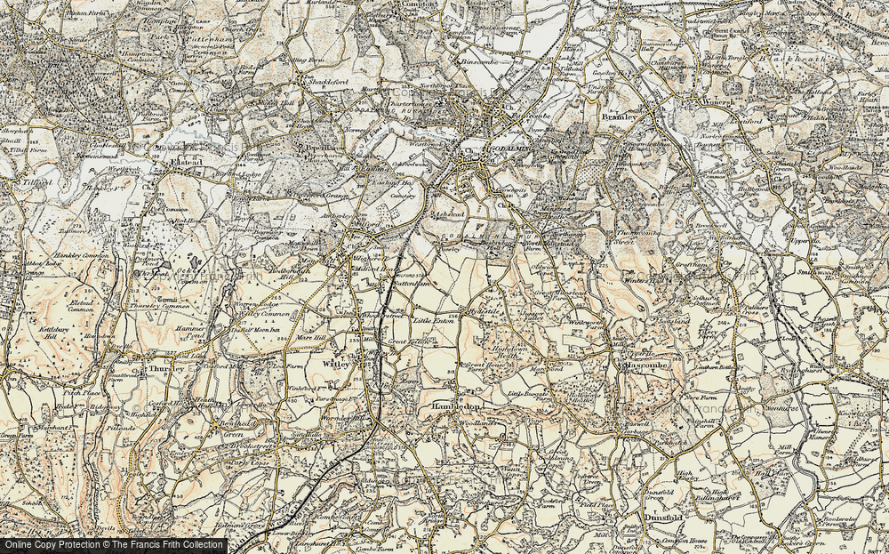 Old Map of Historic Map covering Busbridge Lakes in 1897-1909