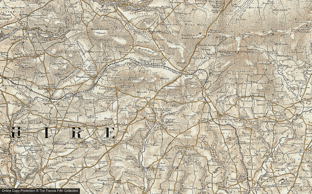 Old Map of Historic Map covering Bernard's Well in 1901-1912