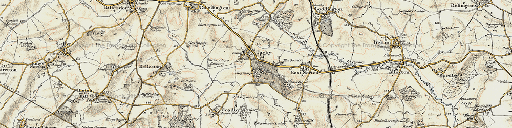 Old map of Tugby in 1901-1903