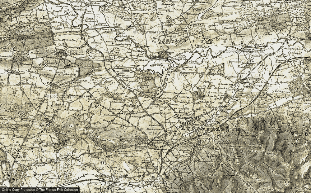 Old Map of Historic Map covering Brackenhill in 1906-1908