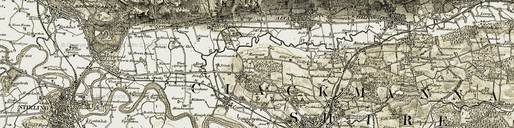 Old map of Tullibody in 1904-1907