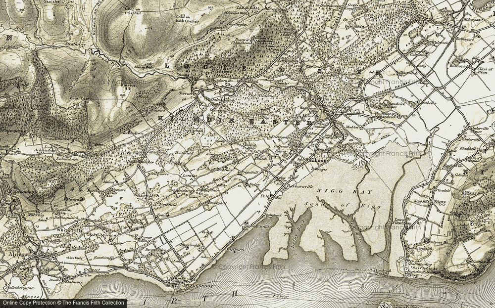 Old Map of Historic Map covering Delny in 1911-1912