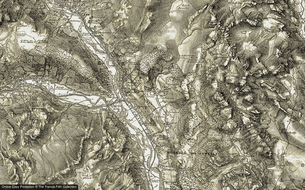 Old Map of Historic Map covering Achnaguie in 1907-1908