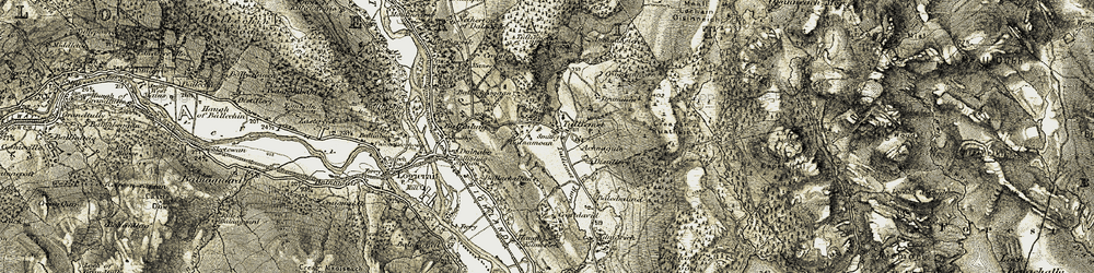 Old map of Achnahosher in 1907-1908