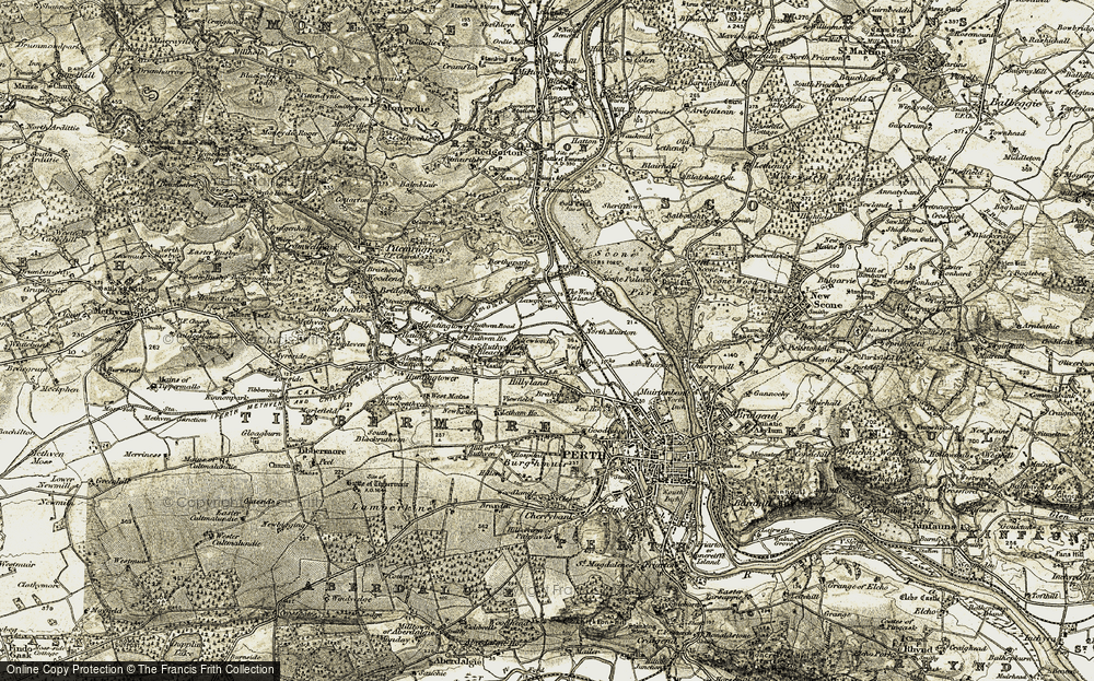 Old Map of Historic Map covering Berthapark in 1906-1908