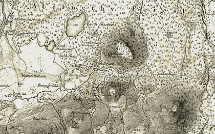 Old map of Tom a'ghobhainn in 1908-1911