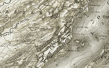 Old map of Abhainn Bheag an Tunns in 1906-1907