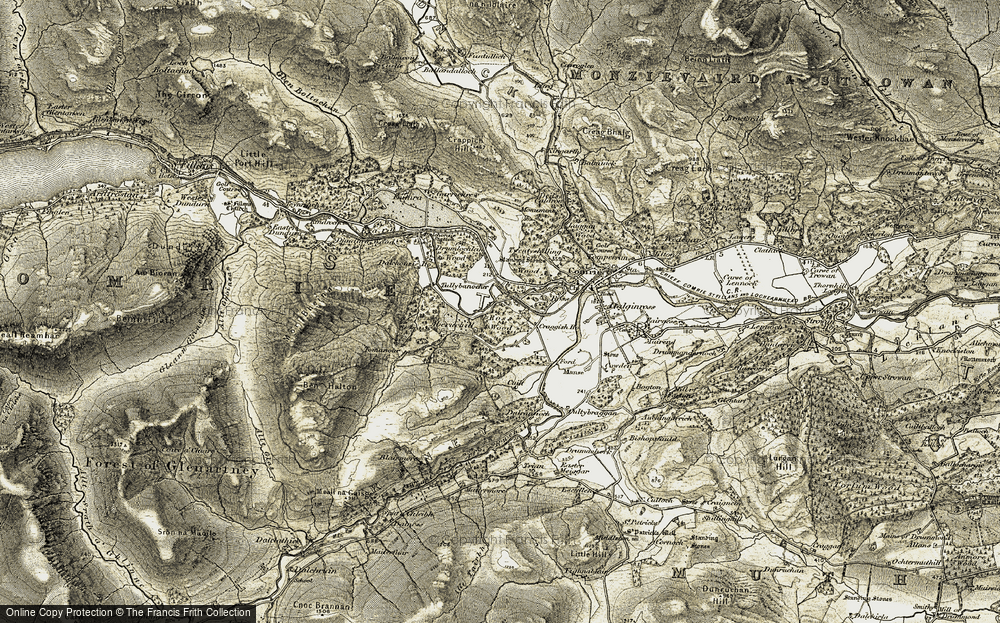 Old Map of Historic Map covering Tomanour in 1906-1907