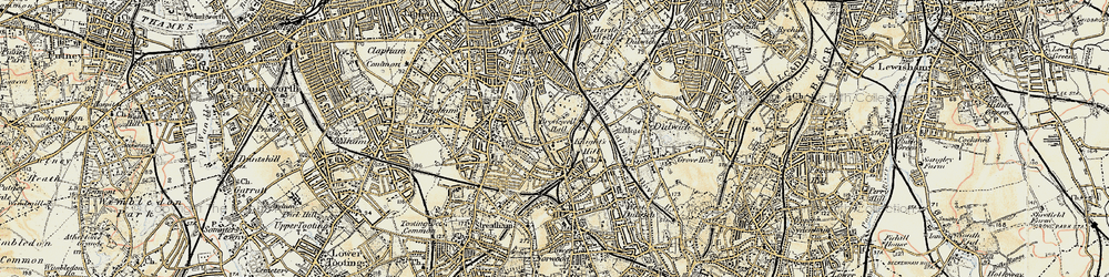 Old map of Tulse Hill in 1897-1902