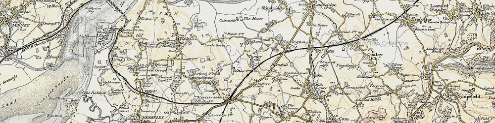 Old map of Tumpy Green in 1898-1900