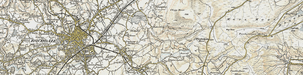 Old map of Tunshill in 1903