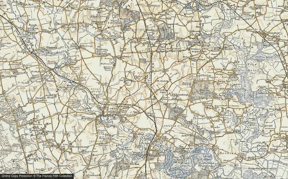 Old Map of Tunstead, 1901-1902 in 1901-1902