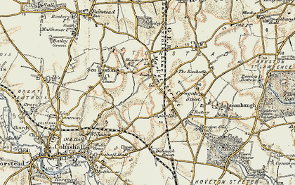 Old map of Tunstead in 1901-1902