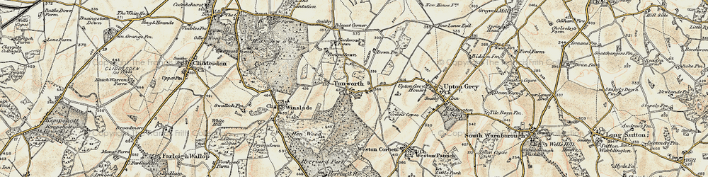 Old map of Tunworth in 1897-1900