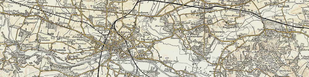 Old map of Tupsley in 1899-1901