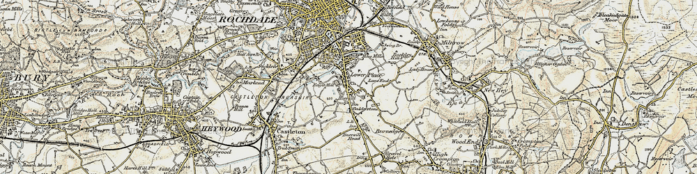 Old map of Turf Hill in 1903