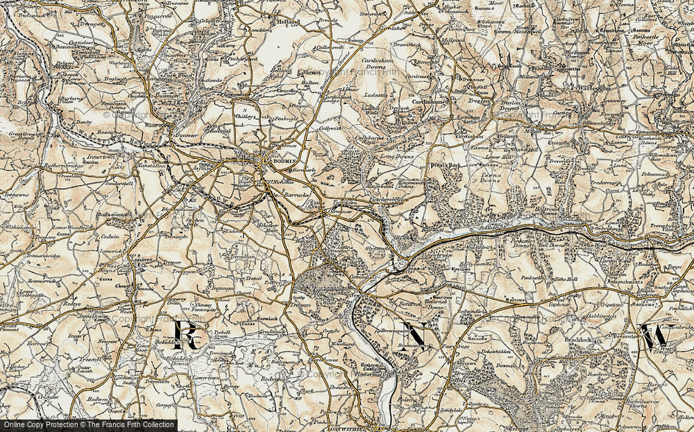 Old Map of Historic Map covering Bazley's Plantn in 1900