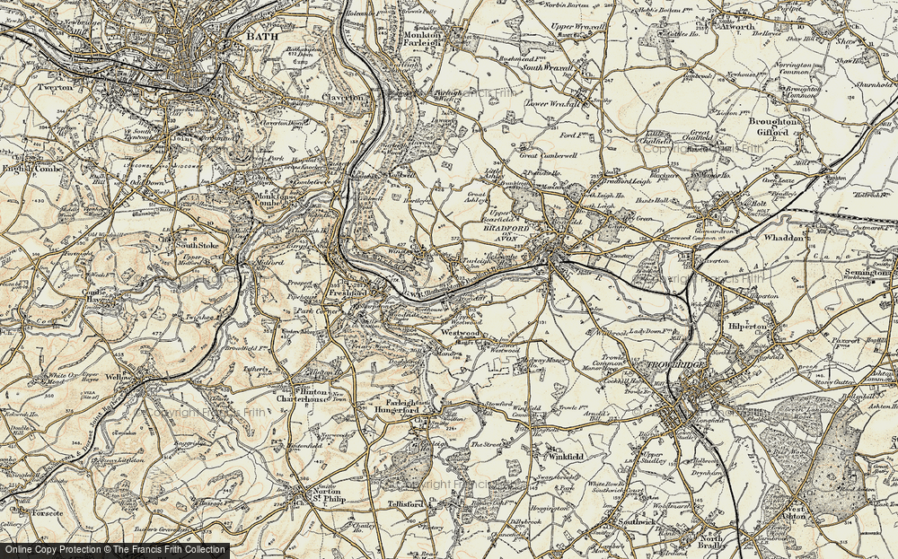 Old Map of Historic Map covering Belcombe Court in 1898-1899