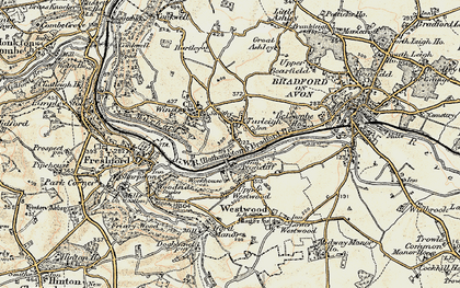 Old map of Belcombe Court in 1898-1899