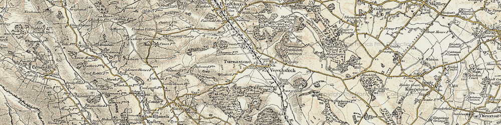 Old map of Turnastone in 1900-1901