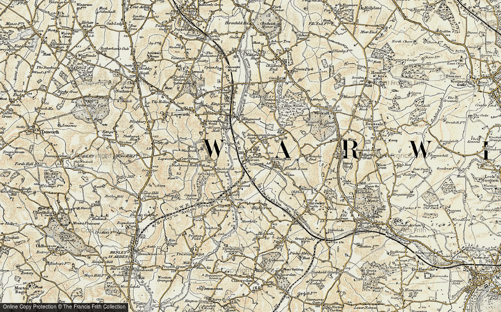 Old Map of Historic Map covering Bushwood Grange in 1901-1902