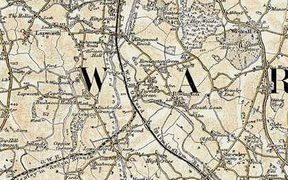 Old map of Bushwood Grange in 1901-1902