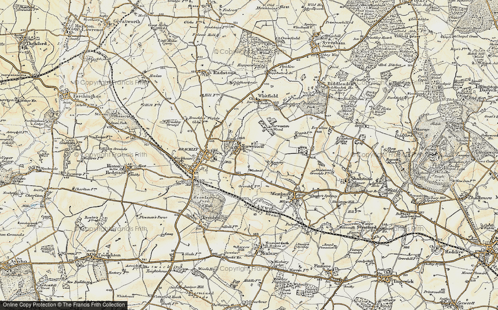 Westbury Turweston old map Bucks 1900: 12NE Shalstone 