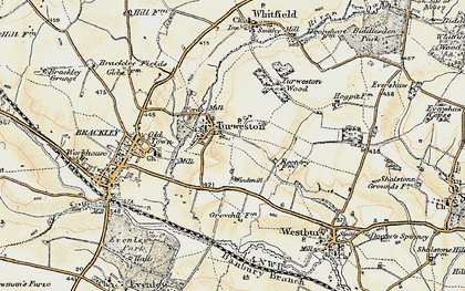 Old map of Turweston in 1898-1901
