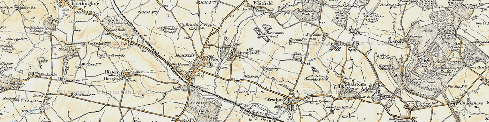Old map of Turweston in 1898-1901
