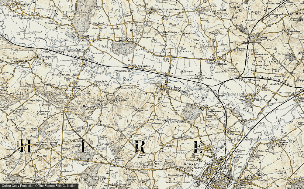 Old Map of Tutbury, 1902 in 1902
