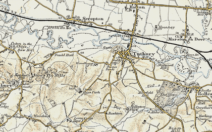 Old map of Tutbury in 1902
