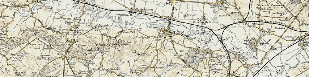 Old map of Tutbury in 1902