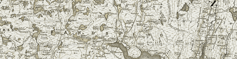 Old map of Burn of Twatt in 1911-1912