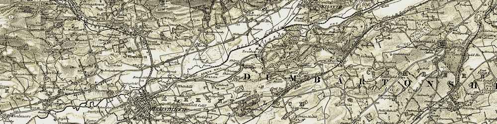 Old map of Bar Hill in 1904-1907