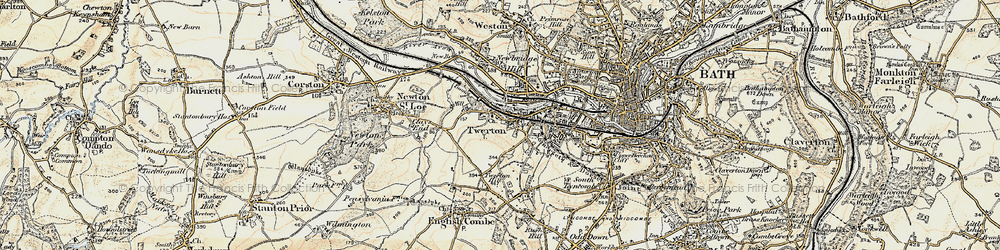 Old map of Twerton in 1898-1899