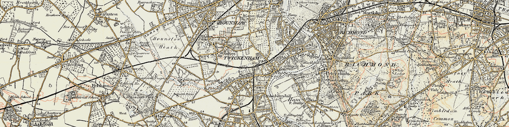 Old map of Twickenham in 1897-1909