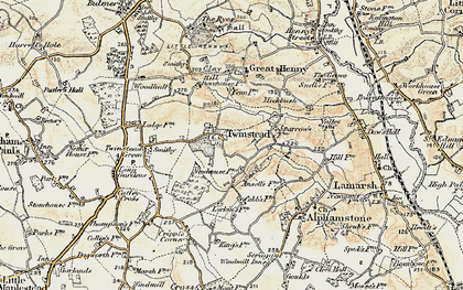 Old map of Twinstead in 1898-1901