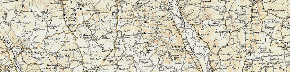 Old map of Twinstead in 1898-1901